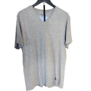 Psycho Bunny Light Gray V-Neck T-Shirt Logo Size XL